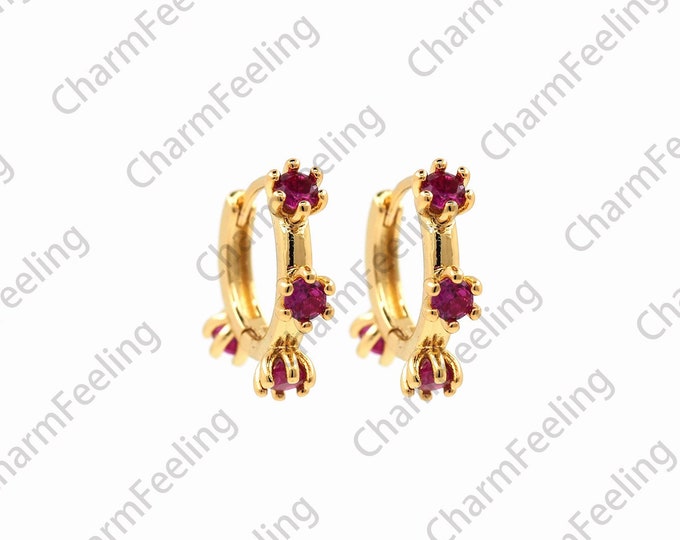 Micropavé CZ Gold Earrings, 18K Gold Filled Round Earrings, Hollow Earrings, Earring Pendants, DIY Jewelry Accessories, 15x18x4mm