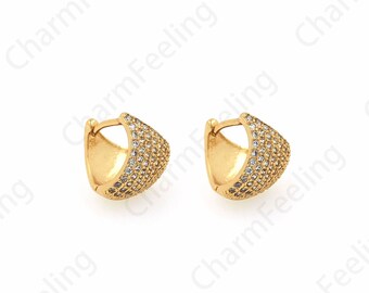 1 Pair,Simple Earrings, CZ Charm, Micropave CZ Triangle Earrings, 18K Gold Filled Geometric Earrings, 10.5x12x10.5mm