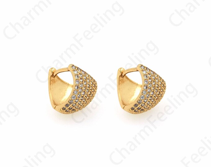 1 Pair,Simple Earrings, CZ Charm, Micropave CZ Triangle Earrings, 18K Gold Filled Geometric Earrings, 10.5x12x10.5mm