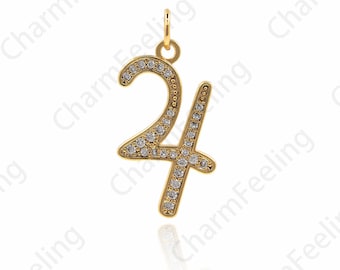 Wooden Lucky Symbol Necklace 18K Gold Filled Astrology Pendant Planet Pendant Necklace Bracelet Micro Pave Necklace (25x14x1.5mm)