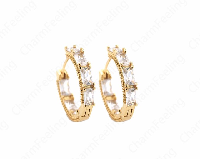 Micropave CZ Gold Earrings,18K Gold Filled Round Earrings,Round Pendants,Hollow Earrings,Earring Charm,DIY Jewelry Accessories 20.4x22x3.7mm