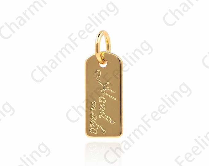 18K Gold Filled Rectangular Necklace,Script Pendant,Handmade Script Jewelry,Rectangular Jewelry, DIY Bracelet Necklace Jewelry 15x5.5x0.5mm