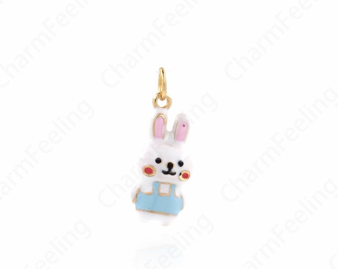 Gold Rabbit Necklace,Animal Charm,3D Rabbit Pendant,18K Gold Filled Rabbit Pendant,Rabbit Necklace,DIY Jewelry Accessories,23.5x9x7.5mm