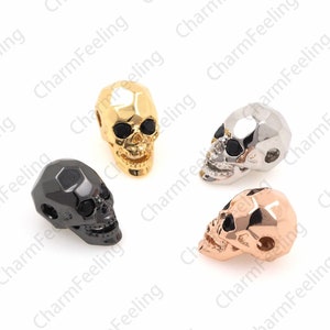 Faceted CZ skull beads, skull beads, DIY jewelry bracelet accessories, minimalist jewelry 13x8 mm 1pcs