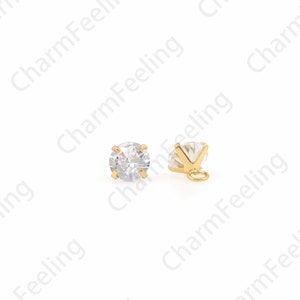 18K Gold Filled Classic Cut Rhinestone Pendant, Micropavé Cubic Zirconia Pendant, Jewelry Accessories, Anniversary Gift, 6x6x7.5mm