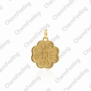 Gold Flower Pendant, 18K Gold Filled Five-petal Flower Pendant, Flower Pendant, Bracelet And Necklace Making Components, 19x14x1.2mm