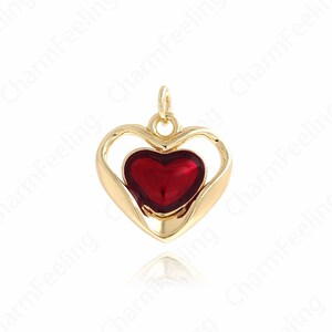 18K Gold Filled Heart Jewelry, Gold Heart Pendant, MicroPave CZ Heart Necklace,Heart Pendant, DIY Jewelry Making Accessories 19x17x4mm
