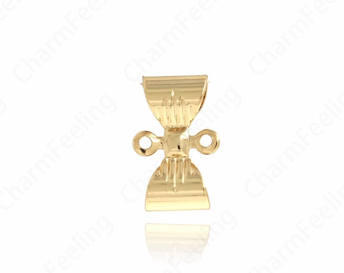 10 pcs,Knot Connector,Knot Jewelry,18K Gold Filled Bow Connector, Bow Charm, Red Bow Bracelet Accessory 7.5x12x3mm