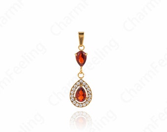 Bracelet Jewelry  18K Gold Filled Mini Exquisite Water Drop Pendant,Micro Pavé CZ Teardrop Necklace, 28x8.5x3mm