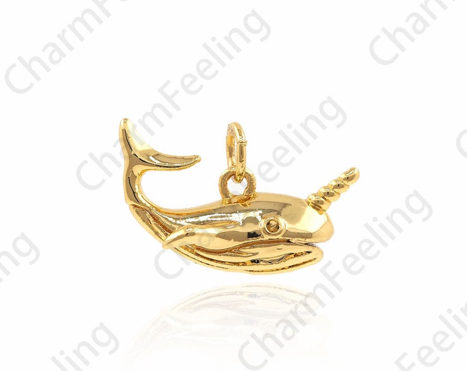 Narwhal Pendant, Sea Life Charm, Fantasy Jewelry, Sea Charm, DIY Jewelry Making Accessories 13×18.8×8.8mm 1pcs
