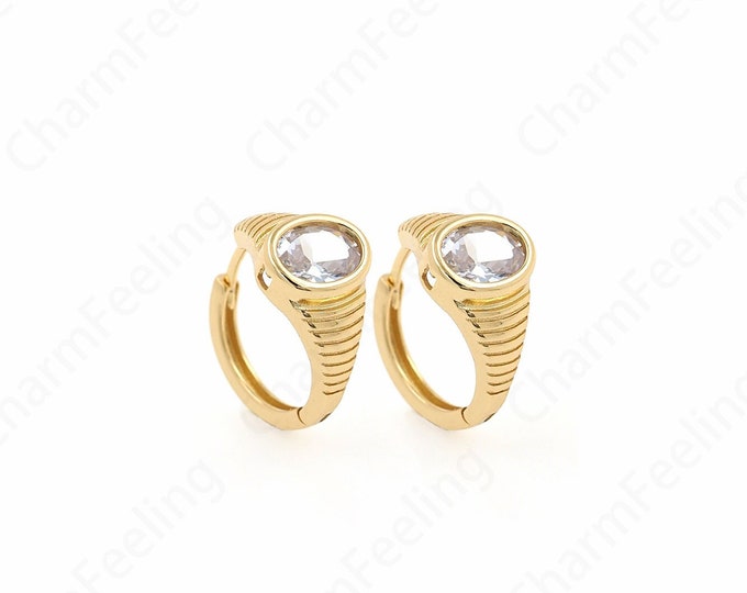 Round Pendants,Micropave CZ Gold Earrings,18K Gold Filled Round Earrings,Dainty Earring Charm,Gift for Her, 21x18.5x10.5mm