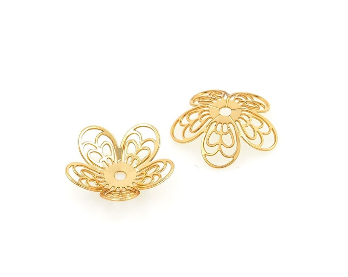 10 pcs 18K Gold Filled Flower Bead Caps,Pearl Caps,Round Bead Caps,Flower Caps,Spacer Jewelry, Brass Caps, DIY Gold Jewelry Making,