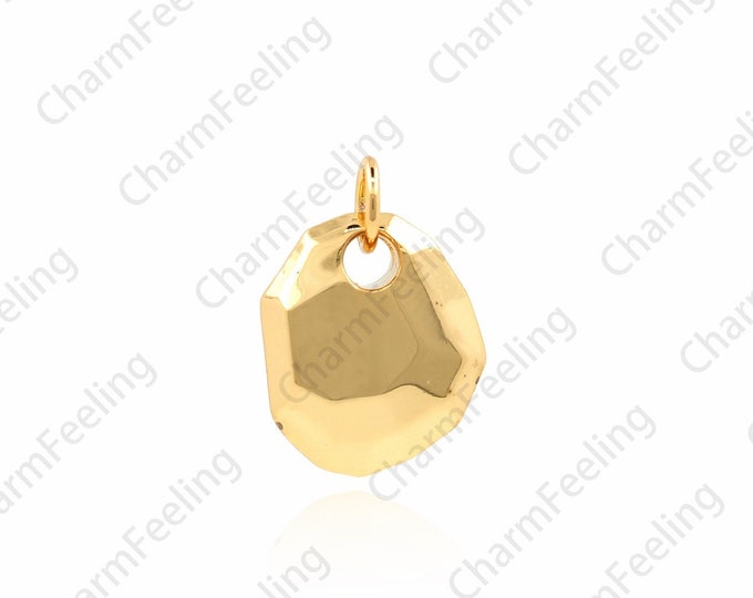 18K Gold Filled Round Pendant, Miscellaneous Necklace, Round Gold Necklace, Faceted Round Pendant, DIY Jewelry Accessories, 16x11x5mm