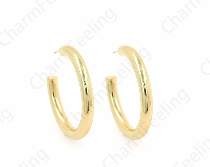 1 Pair Dainty Earrings,Gift for Her, 18K Gold Filled Thick Earrings Moon Earrings C-Shaped Earrings Crescent Earrings 41x41x5mm