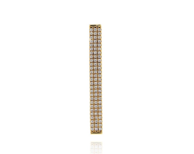 Micropavé CZ Rectangular Necklace, Bar Necklace, Rectangular Pendant, 18K Gold Filled Bar Pendant, DIY Jewelry Accessories, 38.5x4.3x4mm