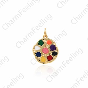 18K Gold Filled Palette Pendant, Artist Necklace, Palette Charm, Enamel Charm, DIY Jewelry Accessories, 20x15x1.5mm