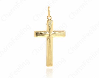 18K Gold Filled Cross Pendant,Religious Charm,Big Cross Charm,Christian Charm,Cross Necklace,DIY Jewelry Accessories,64x33x5.5mm