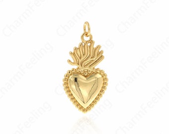 Heart Pendant, Love Necklace,Love Charm, 18K Gold Filled Heart Charm, DIY Jewelry Accessories, 29.5x15.3x3mm