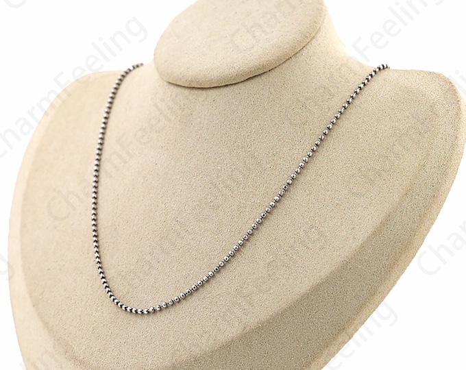 Ball Necklace Anniversary Gift, Silver Bead Necklace, S925 Silver Necklace, Chain Necklace, Fashion Necklace, Classic Necklace,Gift For Her,