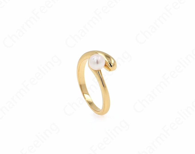 Pearl Line Rings, Pearl Rings, Simple Rings, 18K Gold Filled Fashion Rings,Rings Charms, Gifts for Her, Adjustable Rings,