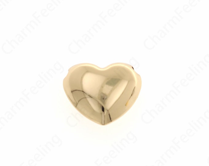 18K Gold Filled Spacer Heart Beads, Gold PuffyHeart Beads, Gold Heart Spacer Beads, DIY Bracelet Necklace Jewelry Making 27x30x14mm