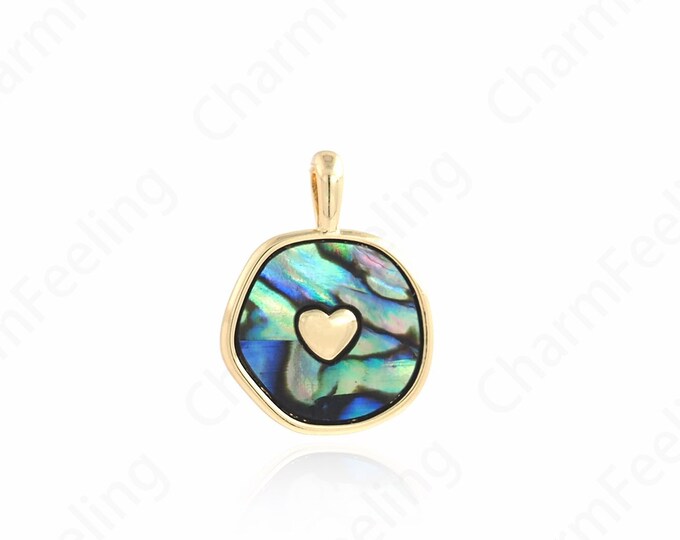 Enamel Heart Charm,18K Gold Filled Round Pendant,Enamel Heart Necklace, Heart charm, DIY Jewelry Accessories 18.3x14x2mm