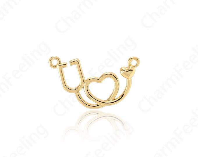 LOVE Long Pendant,18K Gold Filled Long Necklace,Love Necklace,Letter Pendant,Micropavé CZ Love Charm,DIY Jewelry Accessories 20.5x13.6x2.3mm
