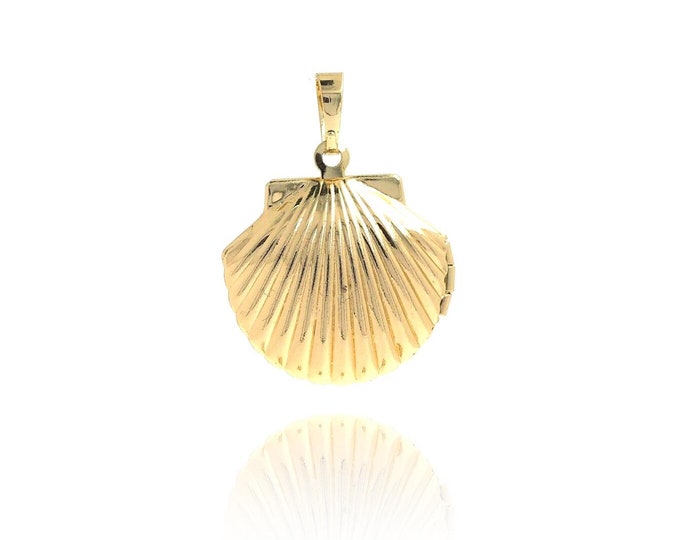 18K Gold Filled Shell Pendant,Shell Necklace,Photo Frame Pendant, Shell Charm, DIY Jewelry Accessories 30x22x8mm