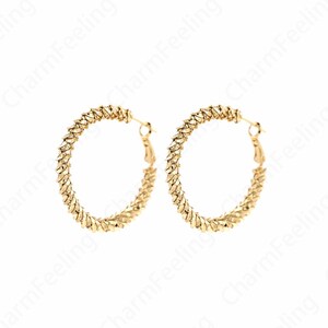 Twist oorbellen, ronde oorbellen, dunne gouden oorbellen, 18K goud gevulde dunne oorbellen, cadeau voor haar, 41x5mm