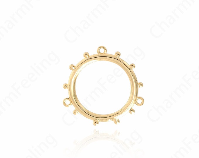 Hollow Jewelry Pendant, 18K Gold Filled Round Necklace, Round Pendant, Circle Pendant, DIY Jewelry Making Accessories, 22x22x4mm