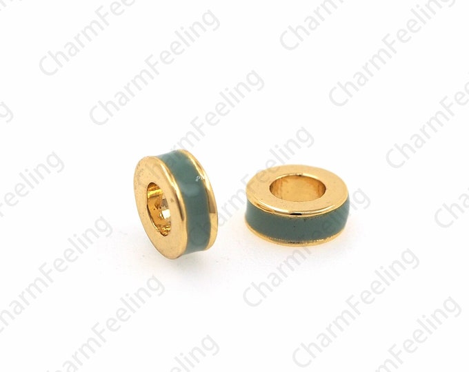 18K Gold Filled Round Beads, Enamel Beads, Circle Beads, Beads, DIY Bracelet Necklace Accessories 6x6x2.2mm, Hole 3.5mm