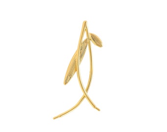 18K Gold Filled Leaf Pendant,Branch Pendant, Gold Leaf Necklace, Plant Charm, Branch Charm, Leaf Charm, DIY Jewelry Accessories, 39x14x1.5mm