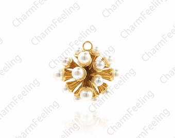 18K Gold Filled Ball Pendant, Pearl Necklace, Semi-Round Ball Pendant, Pearl Charm, DIY Jewelry Making Accessories, 19.5x21x9.5mm