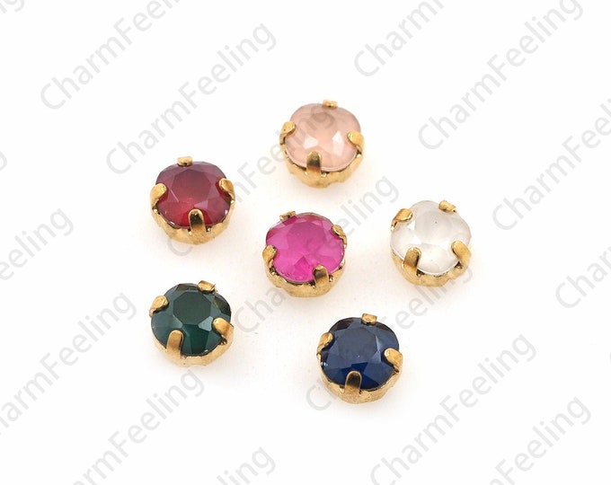 10pcs, Flat Back Crystal With Golden Claws, Sewing Glass Crystal, Sewing Rhinestones, DIY Wedding Gemstone Accessories 6mm