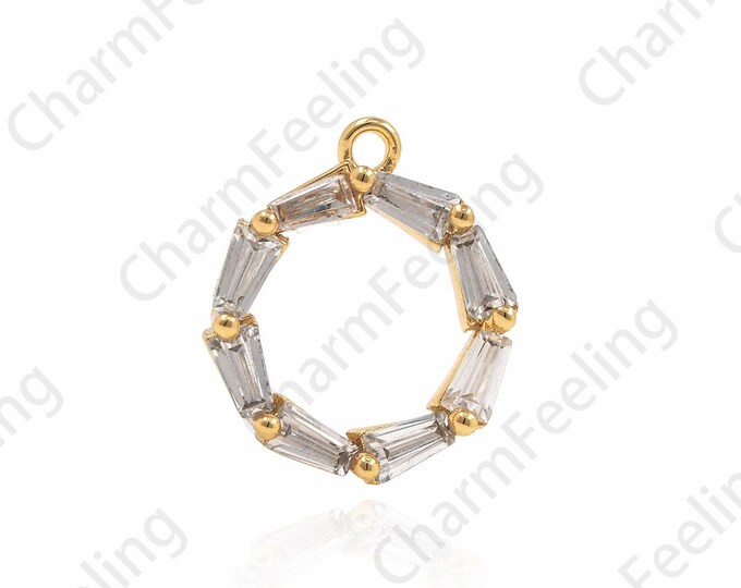 18K gold filled ring hollow pendant, hollow ring charm, micro-pavé CZ ring charm, hollow ring necklace, DIY jewelry accessories 12x10x2.8mm