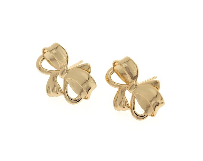 18K Gold Filled Bow Earrings,Dainty Exquisite Earrings, Bow Hoops,A Gift For Her, 17x21.5x3.5mm