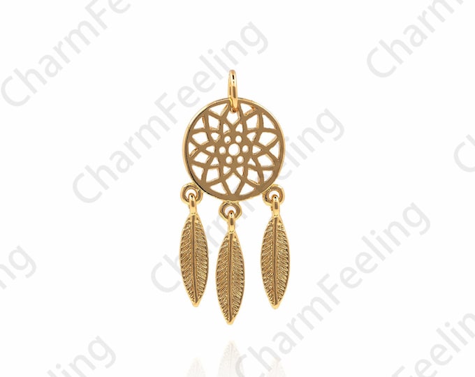 18K Gold Filled Flower-Shaped Necklace,Flower Pendant,Necklace With Drop Curtain,Disc Charm,Round Pendant,DIY Jewelry Accessories 27x12x1.3m