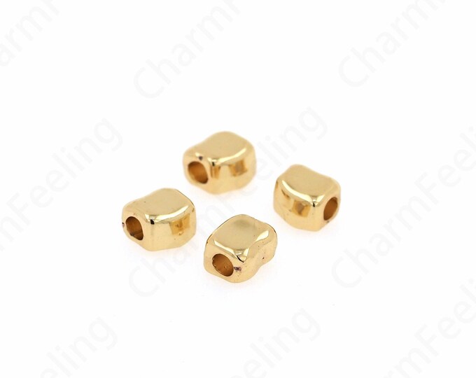 10 pcs Baroque Beads, Gold Beads, Alloy Spacer Beads, 18K Gold Filled Simple Beads, Bead Accessories, DIY Jewelry Supplies, 5x4.5x3.5mm