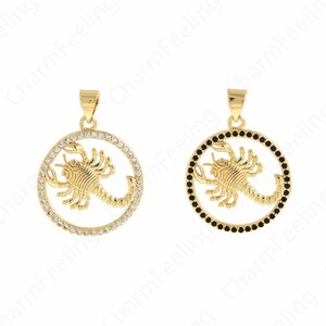 Scorpion Pendant, Micropavé CZ Insect Pendant, Insect Charm, 18K Gold Filled Scorpion Charm, DIY Jewelry Supplies, 27x19.5x2.3mm