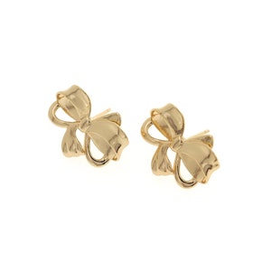 18K Gold Filled Bow Oorbellen, sierlijke prachtige oorbellen, Bow Hoops, een cadeau voor haar, 17x21.5x3.5mm