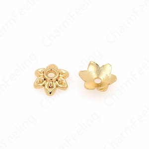 10 pcs Alloy Bead Caps,Flower Caps,18K Gold Filled Flower Bead Caps,Pearl Caps,Spacer Jewelry, Brass Caps, DIY Gold Jewelry Making,9.5x3mm