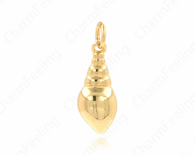 18K Gold Filled Conch Necklace, Conch Pendant, Ocean Charm, Gold Conch Charm, Suitable For Beach Gifts 21x7.3x3mm