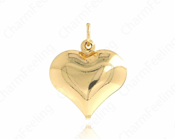 Gold Heart Charm 18K Gold Filled Dainty Heart Shaped Pendant, Heart-Shaped Necklace, Heart Charm,DIY Jewelry Supplies,