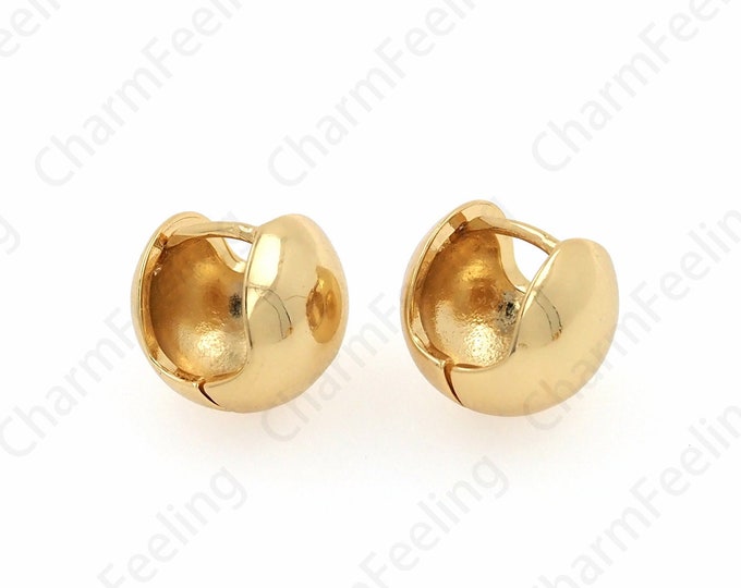 Ball Earrings, 18K Gold Filled Ball Earrings, Half Round Earrings, Dainty Earrings, DIY Jewelry Supplies, 11.5x11x10.5mm