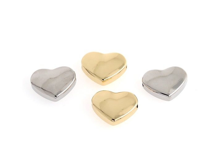 18K Gold Filled Spacer Heart Beads, Gold PuffyHeart Beads, Gold Heart Spacer Beads,DIY Bracelet Necklace Jewelry Making 19.5x24x8.5mm