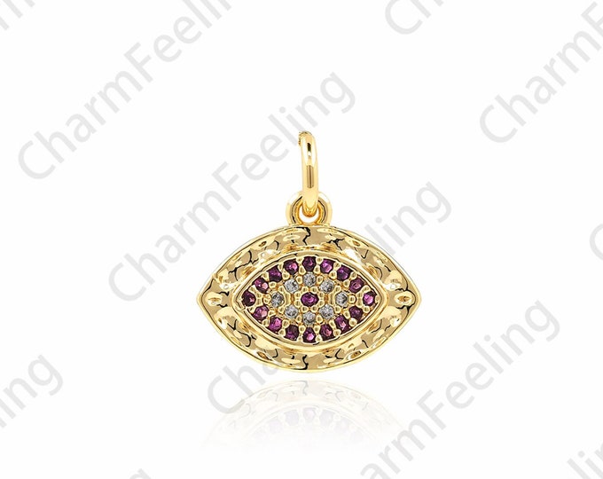Micropavé CZ Beauty Eye Necklace, 18K Gold Filled Eye Pendant,Eye Pendant, DIY Jewelry Accessories, 15x14x1.8mm