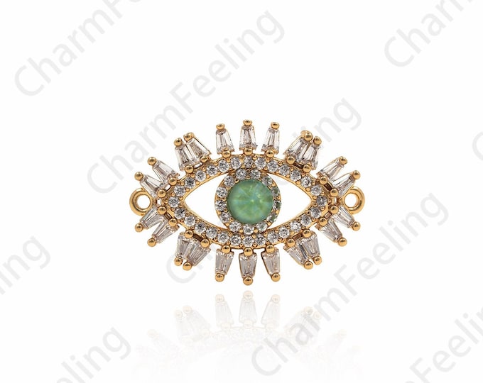 Gold Filled Hollow Eye Charm, Cubic Zirconia Eye Connector, Eye Charm, DIY Jewelry Making Accessories 14.5x21x3.3mm