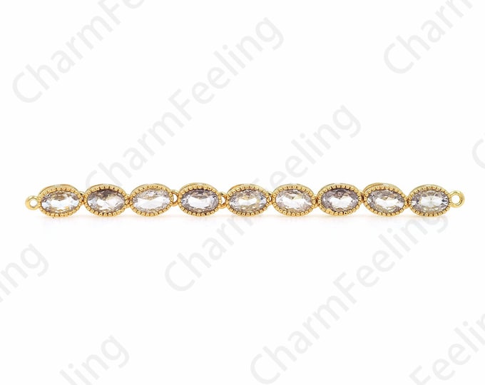 18K Gold Filled Classic Tennis Connector, Micropavé CZ Gold Bracelet, Ladies Bracelet, DIY Bracelet Necklace Accessories,68x5x3.5mm