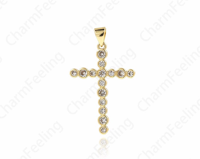 1pcs Religious Charm, Cross Charm, Cross Pendant,Micro-Pave Cross Necklace, DIY Jewelry Making Accessories 34.5x21.5x2mm