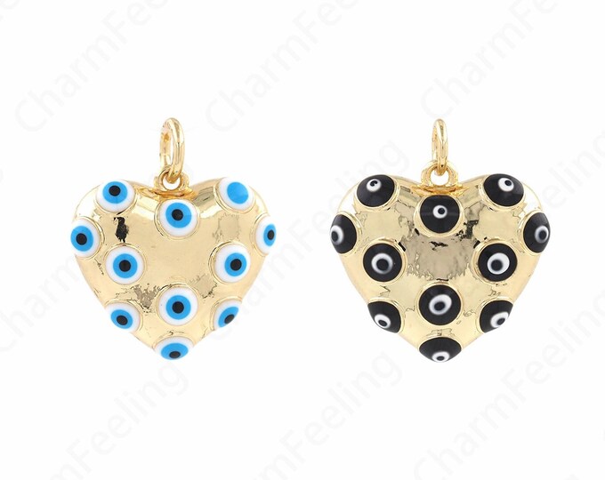 Magic Enamel Necklace, Enamel Necklace, 18K Gold Filled Eye Pendant, Eye Charm, DIY Jewelry Accessories 22x19.5x6mm